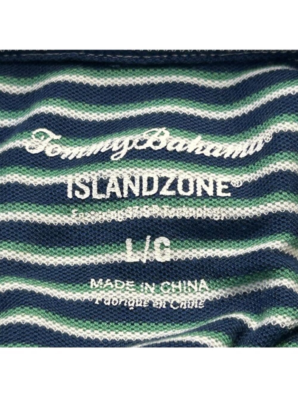 Tommy Bahama Polo Shirt Mens Large Blue Green Stripe IslandZone Marlin Golf - Picture 6 of 11
